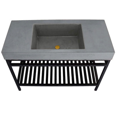 box sink with freestanding metal base 24" Gentle Grey